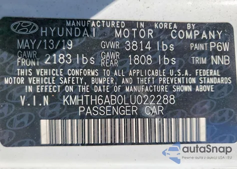 2020 Hyundai Veloster Turbo from USA, damaged, VIN KMHTH6AB0LU022288